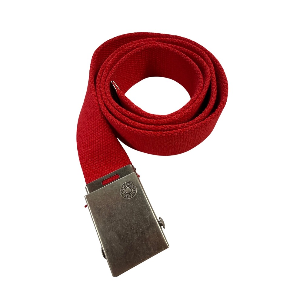 Levi's Webbed Belt Mens 44 Red Excellent Canvas Flip Top Military Buckle